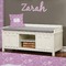Lotus Flowers Wall Name Decal Above Storage bench