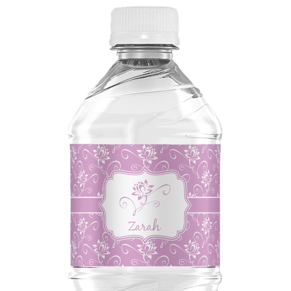 Custom Lotus Flowers Water Bottle Labels - Custom Sized (Personalized)