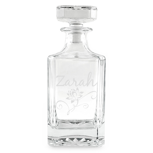 Custom Lotus Flowers Whiskey Decanter - 26 oz Square (Personalized)