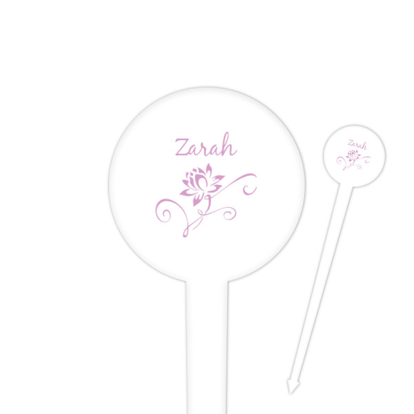 Custom Lotus Flowers 4" Round Plastic Food Picks - White - Single Sided (Personalized)
