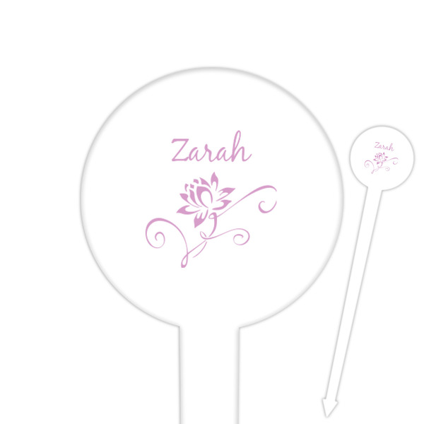 Custom Lotus Flowers Round Plastic Food Picks (Personalized)