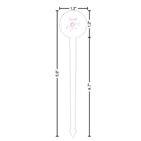 Lotus Flowers White Plastic 6" Food Pick - Round - Dimensions