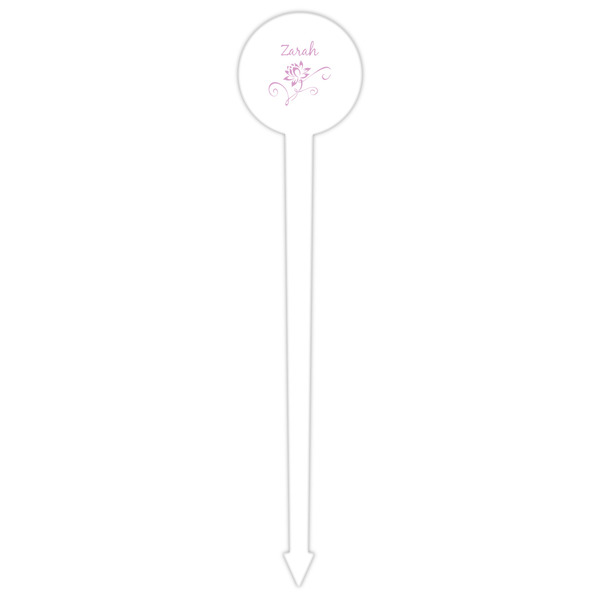 Lotus Flowers White Plastic 6" Food Pick - Round - Single Pick