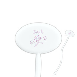 Lotus Flowers 7" Oval Plastic Stir Sticks - White - Double Sided (Personalized)