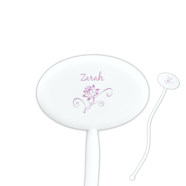 Custom Lotus Flowers Oval Plastic Stir Sticks (Personalized)