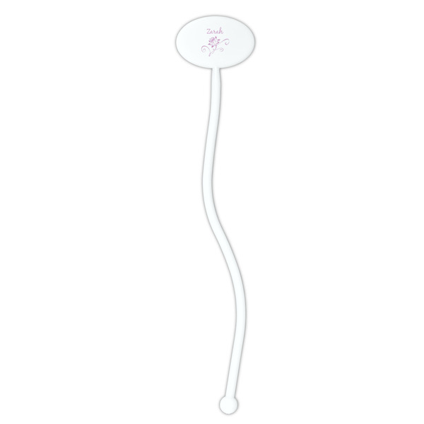 Lotus Flowers White Plastic 7" Stir Stick - Oval - Single Stick
