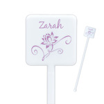 Lotus Flowers Square Plastic Stir Sticks (Personalized)