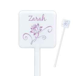Lotus Flowers Square Plastic Stir Sticks - Double Sided (Personalized)