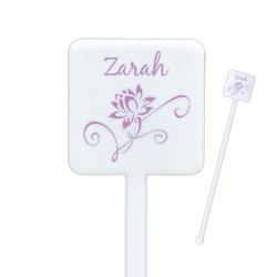Lotus Flowers Square Plastic Stir Sticks (Personalized)