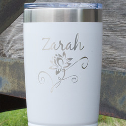 Lotus Flowers 20 oz Stainless Steel Tumbler - White - Double Sided (Personalized)