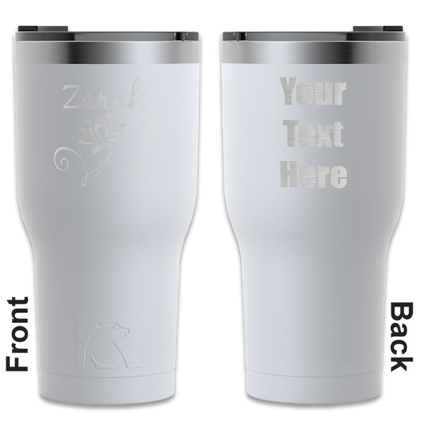 Custom Lotus Flowers RTIC Tumbler - White - Engraved Front & Back (Personalized)