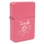 Lotus Flowers Windproof Lighter - Pink - Double Sided & Lid Engraved (Personalized)