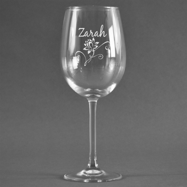 Custom Lotus Flowers Wine Glass (Single) (Personalized)