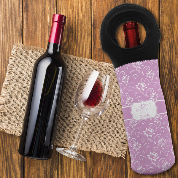 Lotus Flowers Wine Tote Bag - FLATLAY