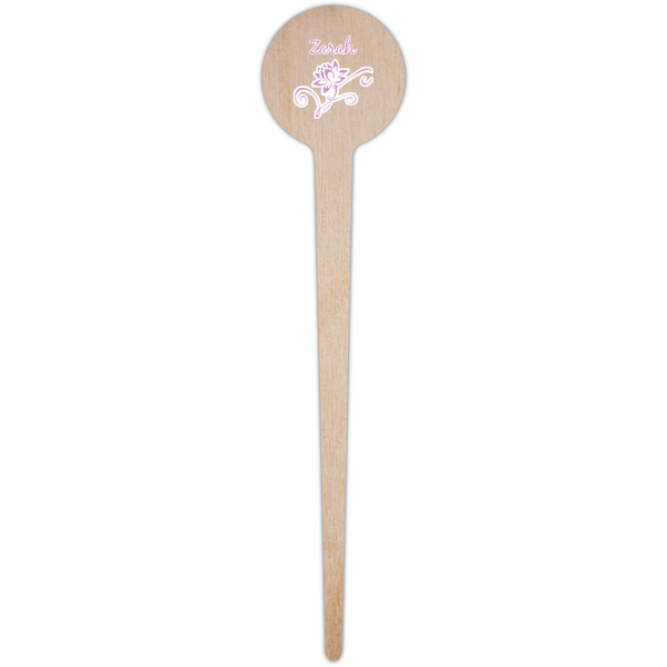 Lotus Flowers Wooden 4" Food Pick - Round - Single Pick