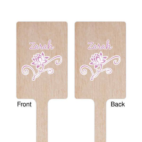 Lotus Flowers Wooden 6.25" Stir Stick - Rectangular - Double Sided - Front & Back