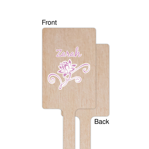Lotus Flowers Wooden 6.25" Stir Stick - Rectangular - Single - Front & Back