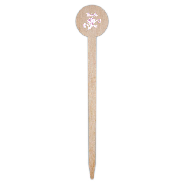 Lotus Flowers Wooden 6" Food Pick - Round - Single Pick