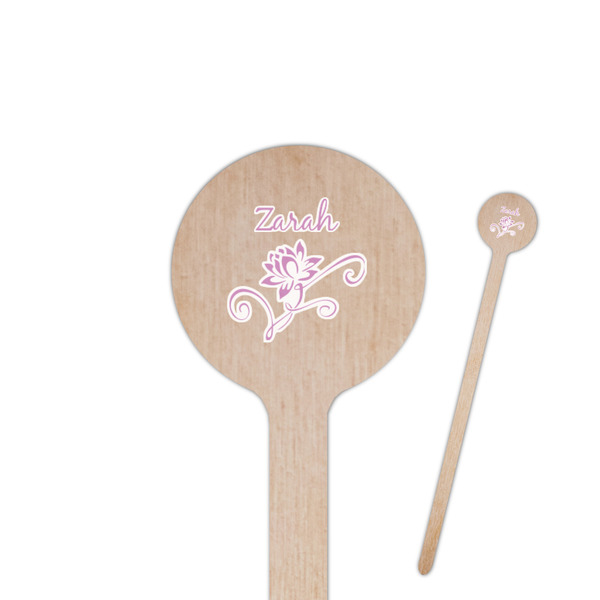 Custom Lotus Flowers Round Wooden Stir Sticks (Personalized)