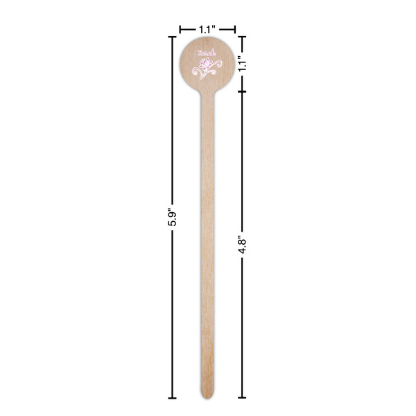 Lotus Flowers Wooden 6" Stir Stick - Round - Dimensions