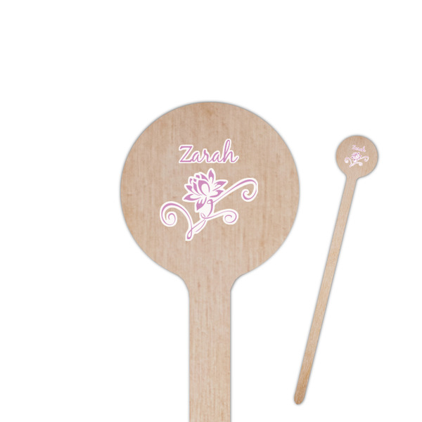Custom Lotus Flowers 7.5" Round Wooden Stir Sticks - Single Sided (Personalized)