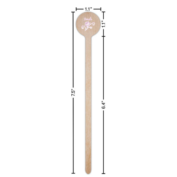 Lotus Flowers Wooden 7.5" Stir Stick - Round - Dimensions