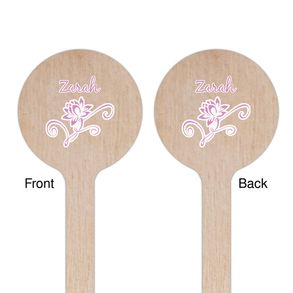 Lotus Flowers Wooden 7.5" Stir Stick - Round - Double Sided - Front & Back