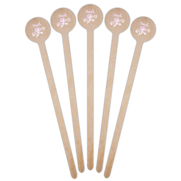 Lotus Flowers Wooden 7.5" Stir Stick - Round - Fan View