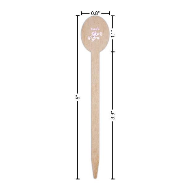 Lotus Flowers Wooden Food Pick - Oval - Dimensions
