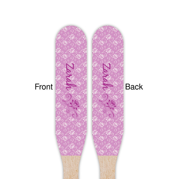 Lotus Flowers Wooden Food Pick - Paddle - Double Sided - Front & Back