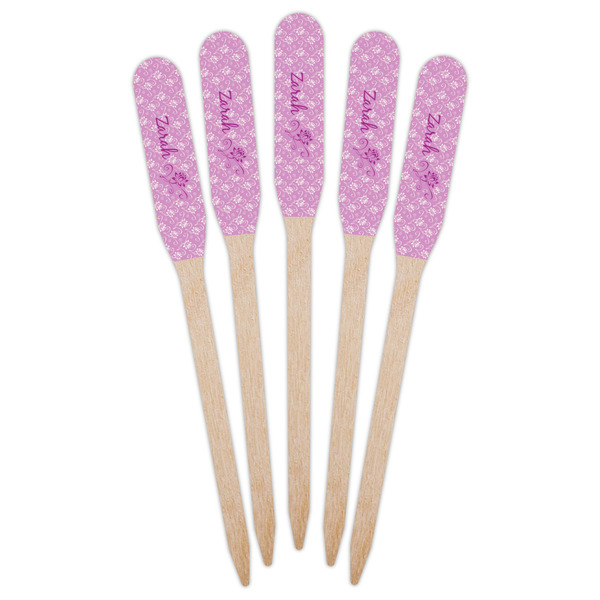 Lotus Flowers Wooden Food Pick - Paddle - Fan View