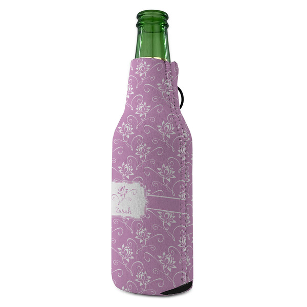 Lotus Flowers Zipper Bottle Cooler - ANGLE (bottle)