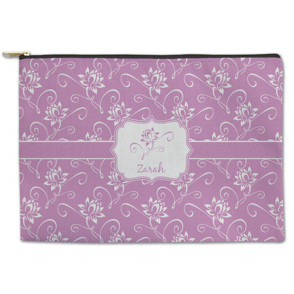 Custom Lotus Flowers Zipper Pouch - Large - 12.5"x8.5" (Personalized)