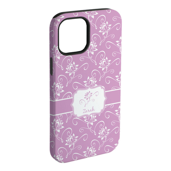 Custom Lotus Flowers iPhone Case - Rubber Lined - iPhone 15 Plus (Personalized)