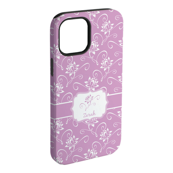 Custom Lotus Flowers iPhone Case - Rubber Lined - iPhone 15 Pro Max (Personalized)