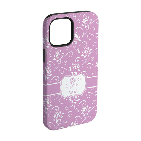 Custom Lotus Flowers iPhone Case - Rubber Lined - iPhone 15 Pro (Personalized)