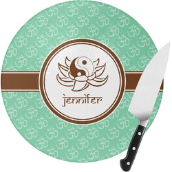 Om Round Glass Cutting Board - Small (Personalized)