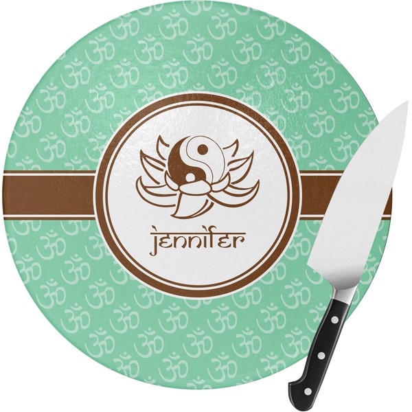 Custom Om Round Glass Cutting Board - Small (Personalized)