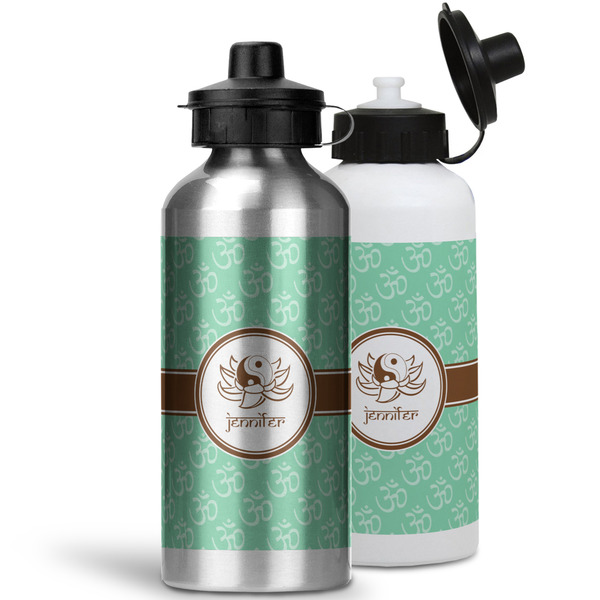 Om Aluminum Water Bottles - MAIN (white &silver)