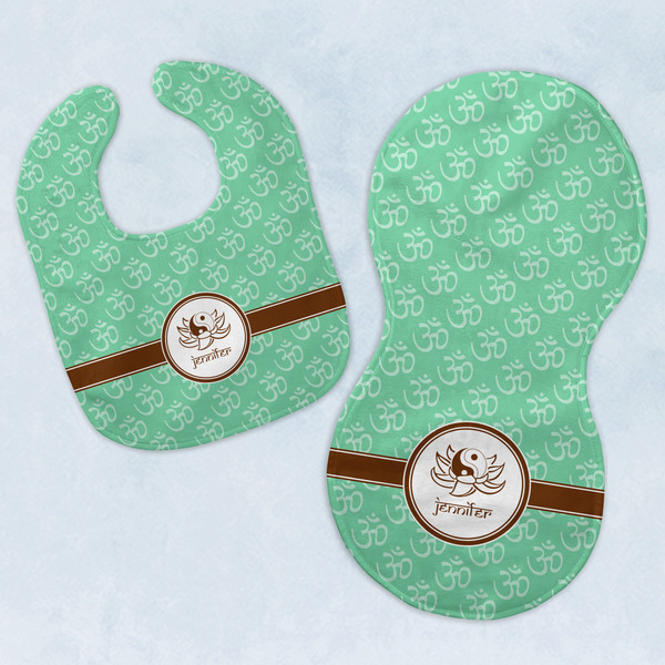 Custom Om Baby Bib & Burp Set w/ Name or Text