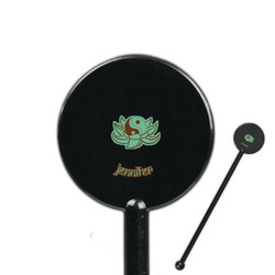 Om 5.5" Round Plastic Stir Sticks - Black - Single Sided (Personalized)