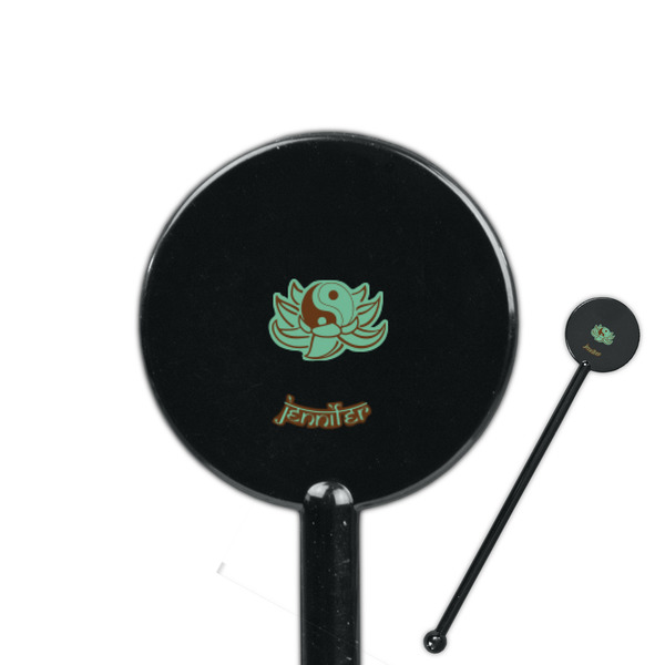 Custom Om 5.5" Round Plastic Stir Sticks - Black - Single Sided (Personalized)