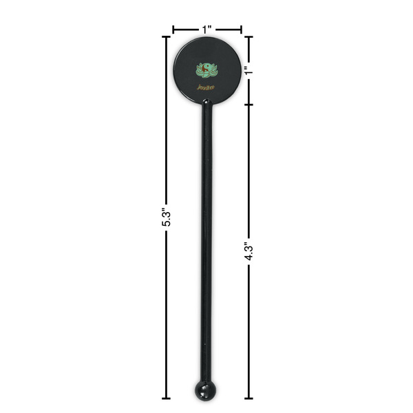 Om Black Plastic 5.5" Stir Stick - Round - Dimensions