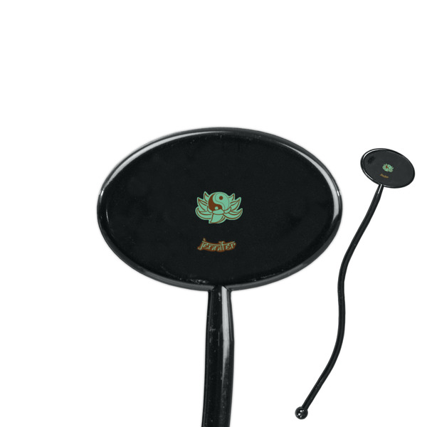 Custom Om 7" Oval Plastic Stir Sticks - Black - Double Sided (Personalized)