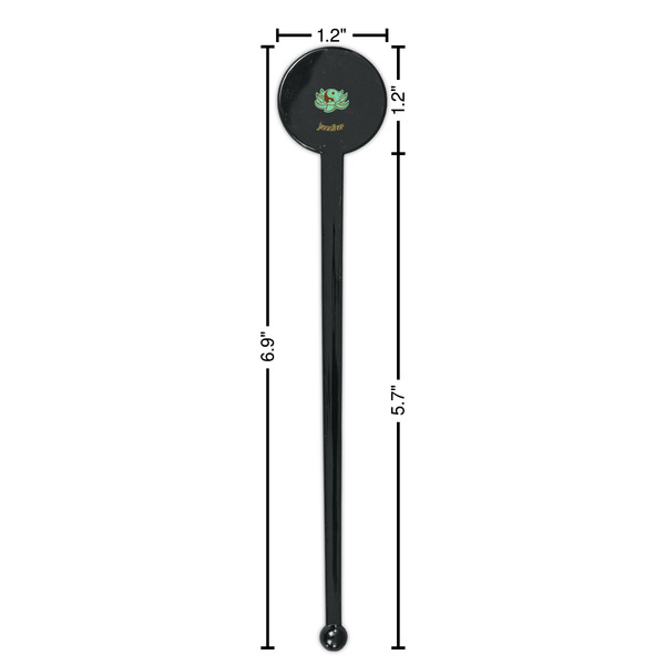 Om Black Plastic 7" Stir Stick - Round - Dimensions
