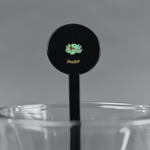 Om Black Plastic 7" Stir Stick - Round - Main