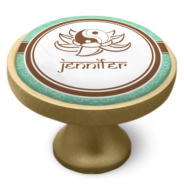 Om Cabinet Knob - Gold - Side