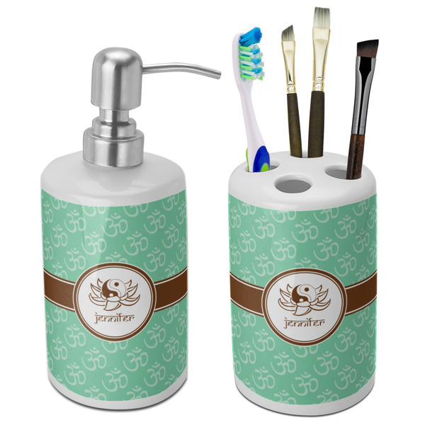 Custom Om Ceramic Bathroom Accessories Set (Personalized)