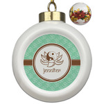 Om Ceramic Ball Ornaments - Poinsettia Garland (Personalized)