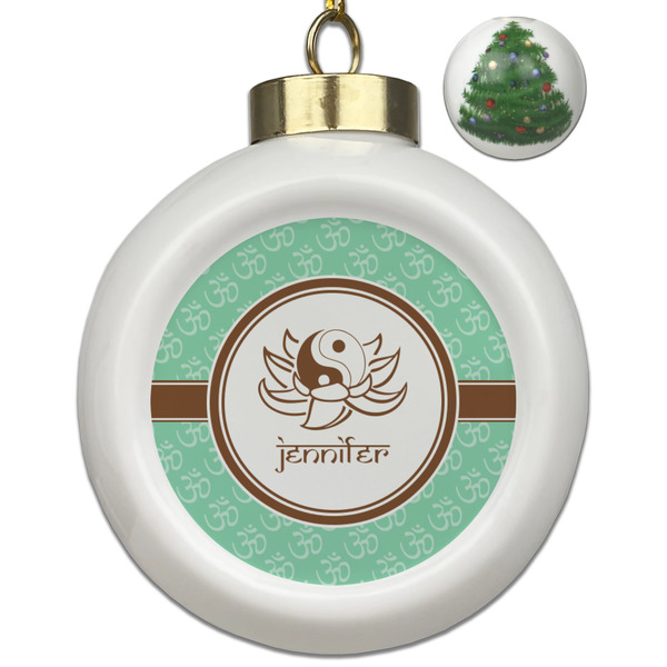 Custom Om Ceramic Ball Ornament - Christmas Tree (Personalized)